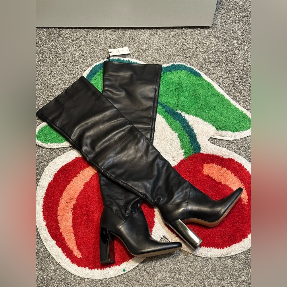 Zara leather thigh high boots